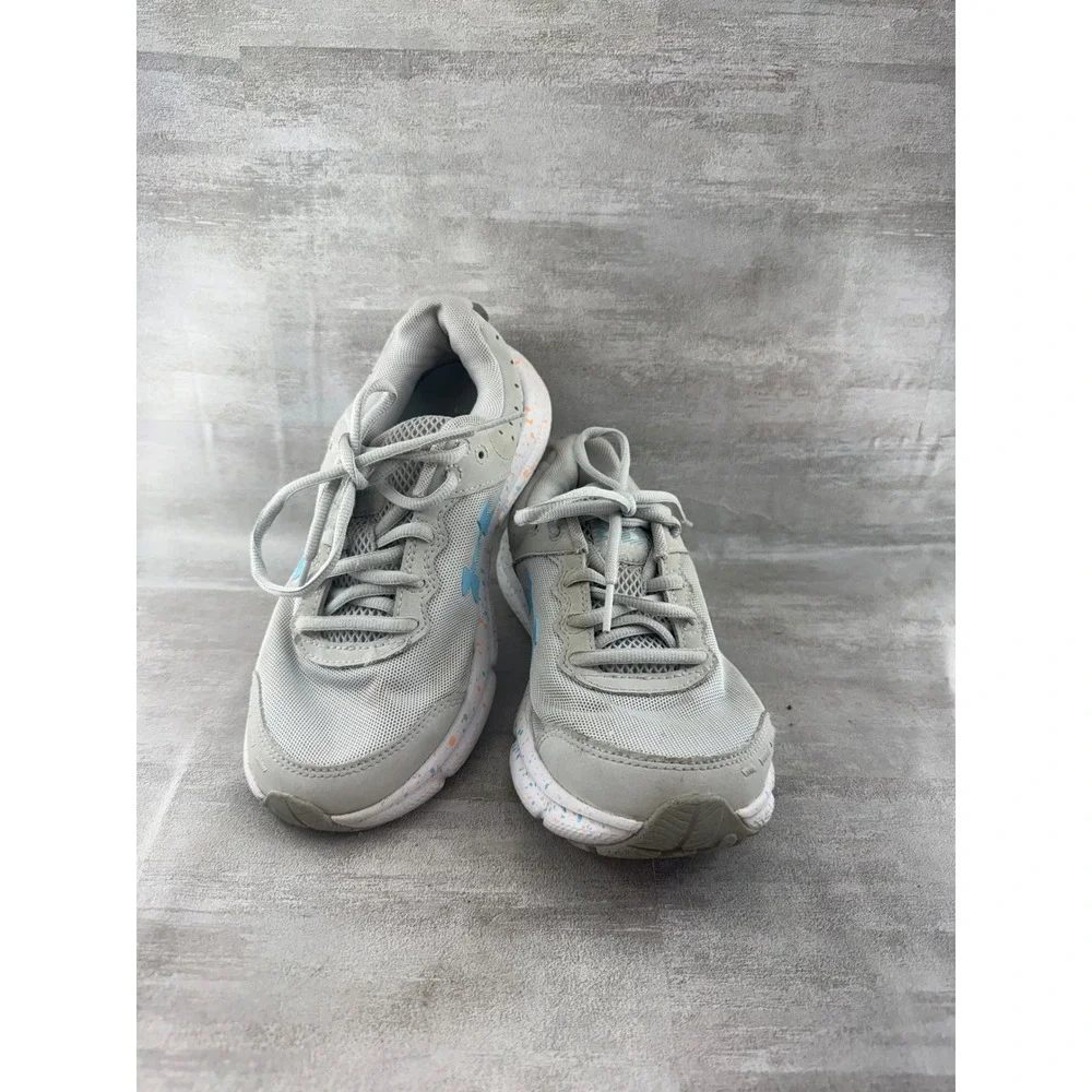 Under Armour Charged Assert 10 Women Grey Blue Running Shoes 3027092-100 Size 7
